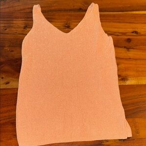 Vibrant Orange V-Neck Tank Top with sparkle